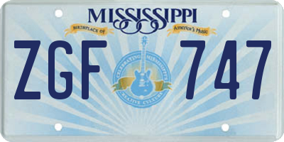 MS license plate ZGF747