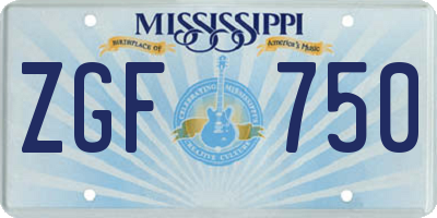 MS license plate ZGF750