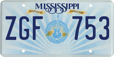 MS license plate ZGF753