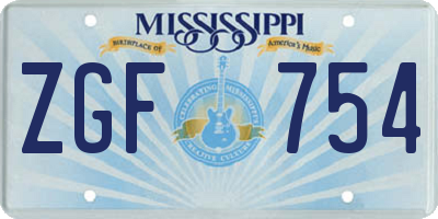 MS license plate ZGF754