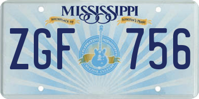 MS license plate ZGF756