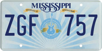 MS license plate ZGF757
