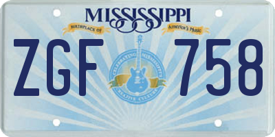 MS license plate ZGF758