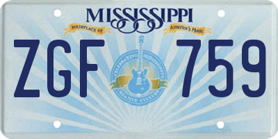 MS license plate ZGF759