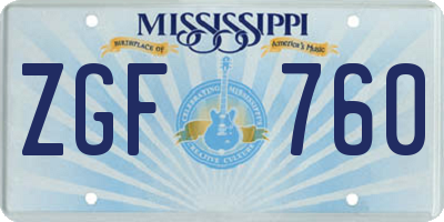 MS license plate ZGF760