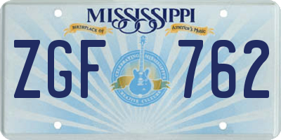 MS license plate ZGF762