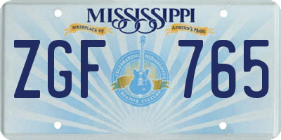 MS license plate ZGF765