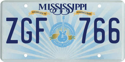 MS license plate ZGF766