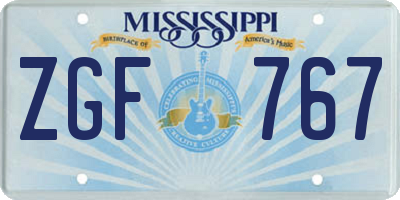 MS license plate ZGF767