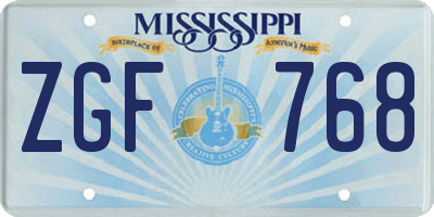 MS license plate ZGF768