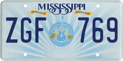 MS license plate ZGF769
