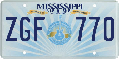 MS license plate ZGF770