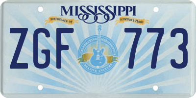 MS license plate ZGF773