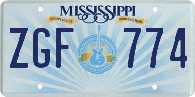 MS license plate ZGF774