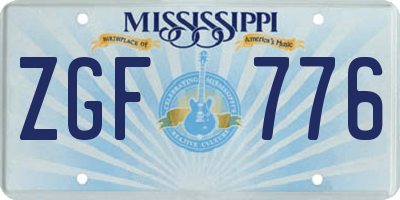 MS license plate ZGF776