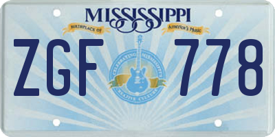 MS license plate ZGF778