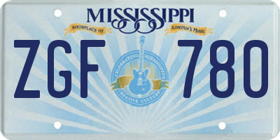 MS license plate ZGF780