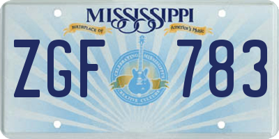 MS license plate ZGF783