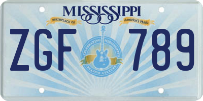 MS license plate ZGF789