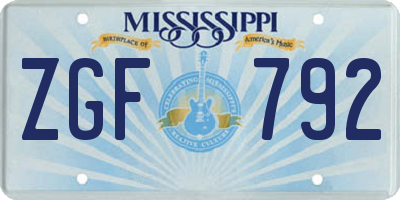 MS license plate ZGF792