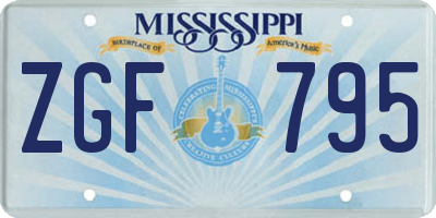 MS license plate ZGF795
