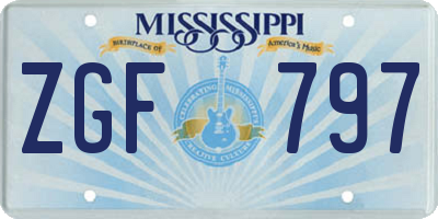 MS license plate ZGF797