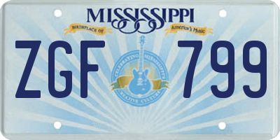 MS license plate ZGF799