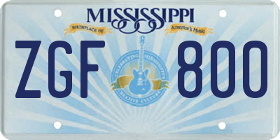 MS license plate ZGF800