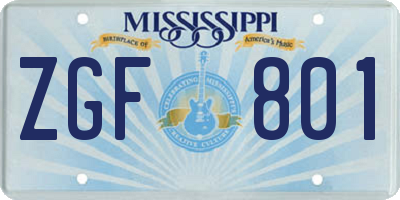 MS license plate ZGF801