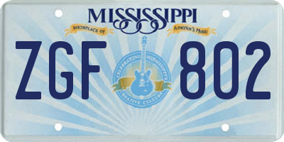 MS license plate ZGF802