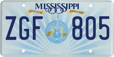 MS license plate ZGF805