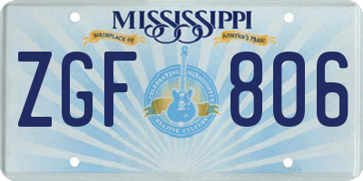 MS license plate ZGF806