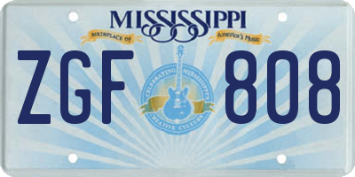 MS license plate ZGF808