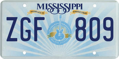 MS license plate ZGF809