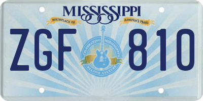 MS license plate ZGF810