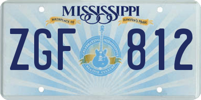 MS license plate ZGF812