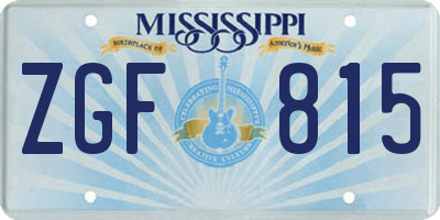 MS license plate ZGF815