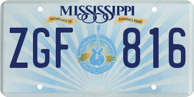MS license plate ZGF816