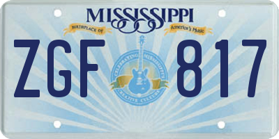 MS license plate ZGF817