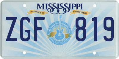 MS license plate ZGF819