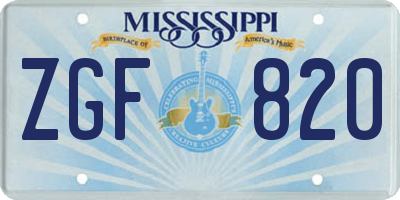 MS license plate ZGF820