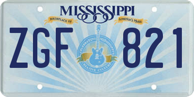 MS license plate ZGF821