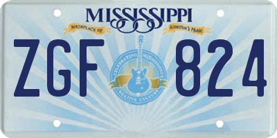 MS license plate ZGF824