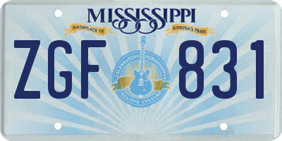 MS license plate ZGF831