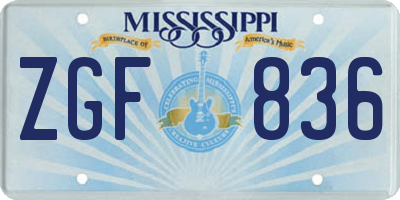 MS license plate ZGF836