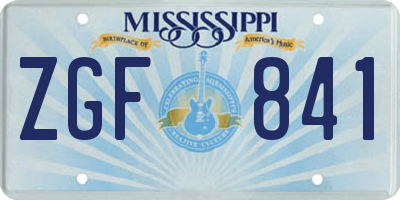 MS license plate ZGF841