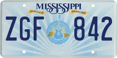 MS license plate ZGF842