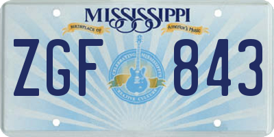 MS license plate ZGF843