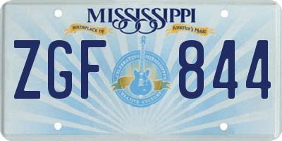 MS license plate ZGF844
