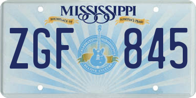 MS license plate ZGF845